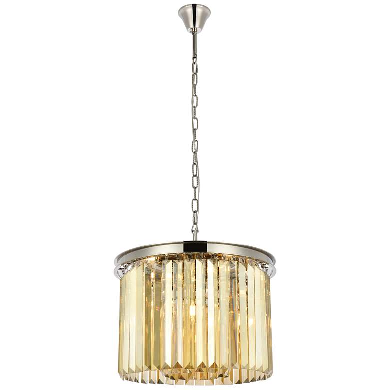 Image 1 Sydney 6 Lt Polished Nickel Pendant Golden Teak