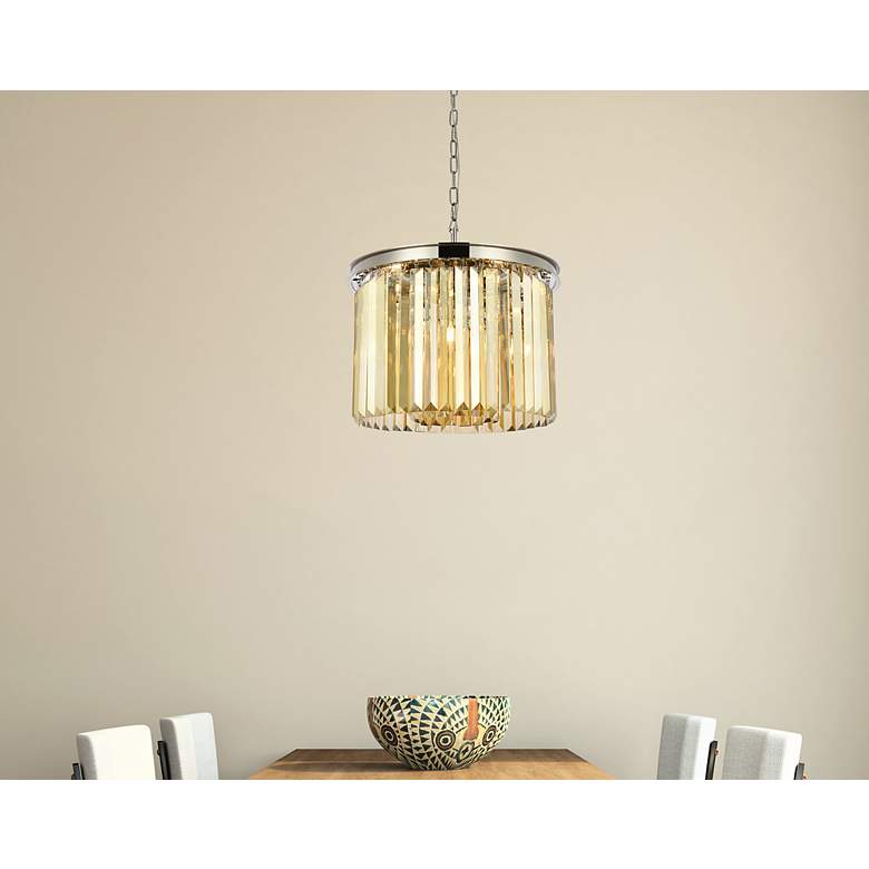 Image 3 Sydney 6 Lt Polished Nickel Pendant Golden Teak more views