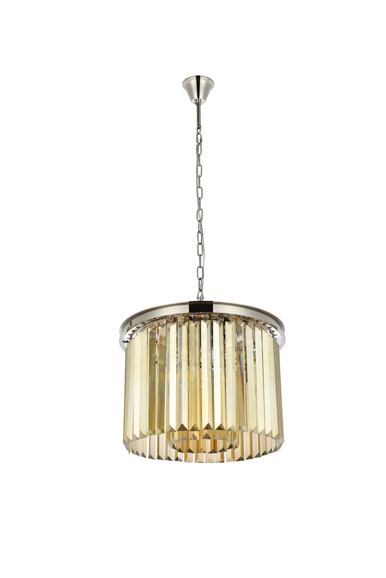 Sydney 6 Lt Polished Nickel Pendant Golden Teak