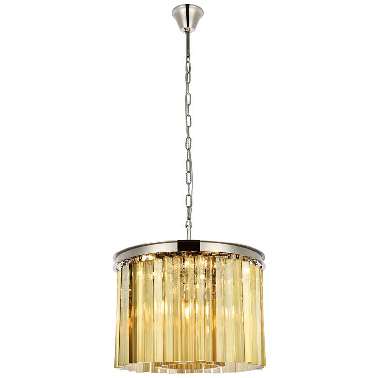 Image 1 Sydney 6 Lt Polished Nickel Pendant Golden Teak