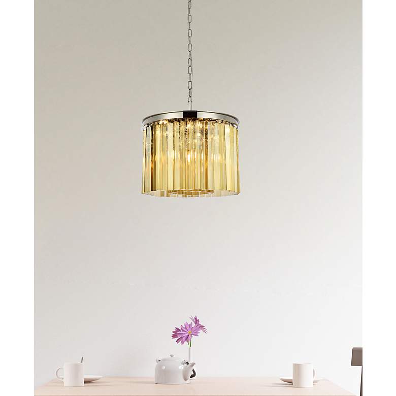 Image 3 Sydney 6 Lt Polished Nickel Pendant Golden Teak more views