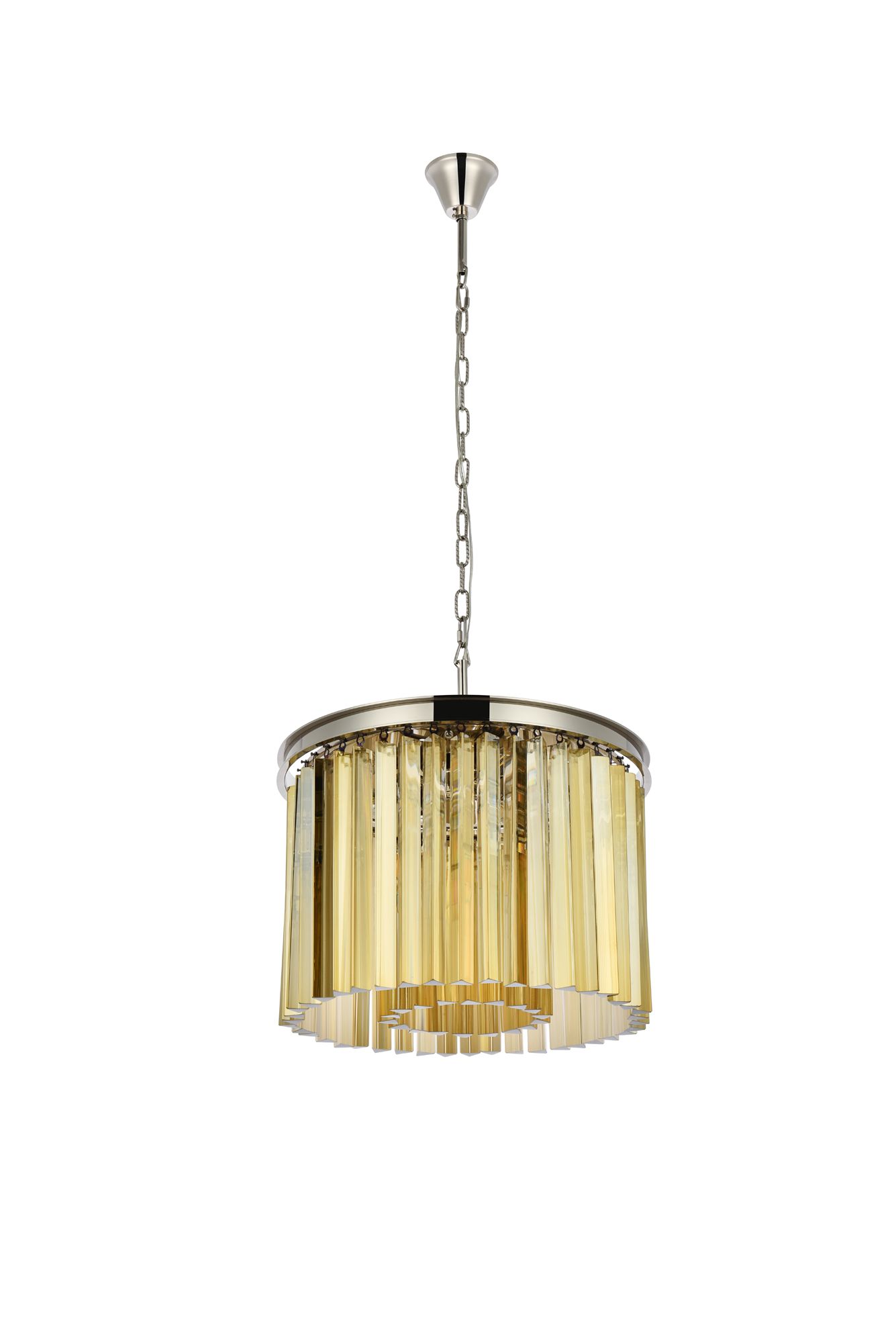 Sydney 6 Lt Polished Nickel Pendant Golden Teak