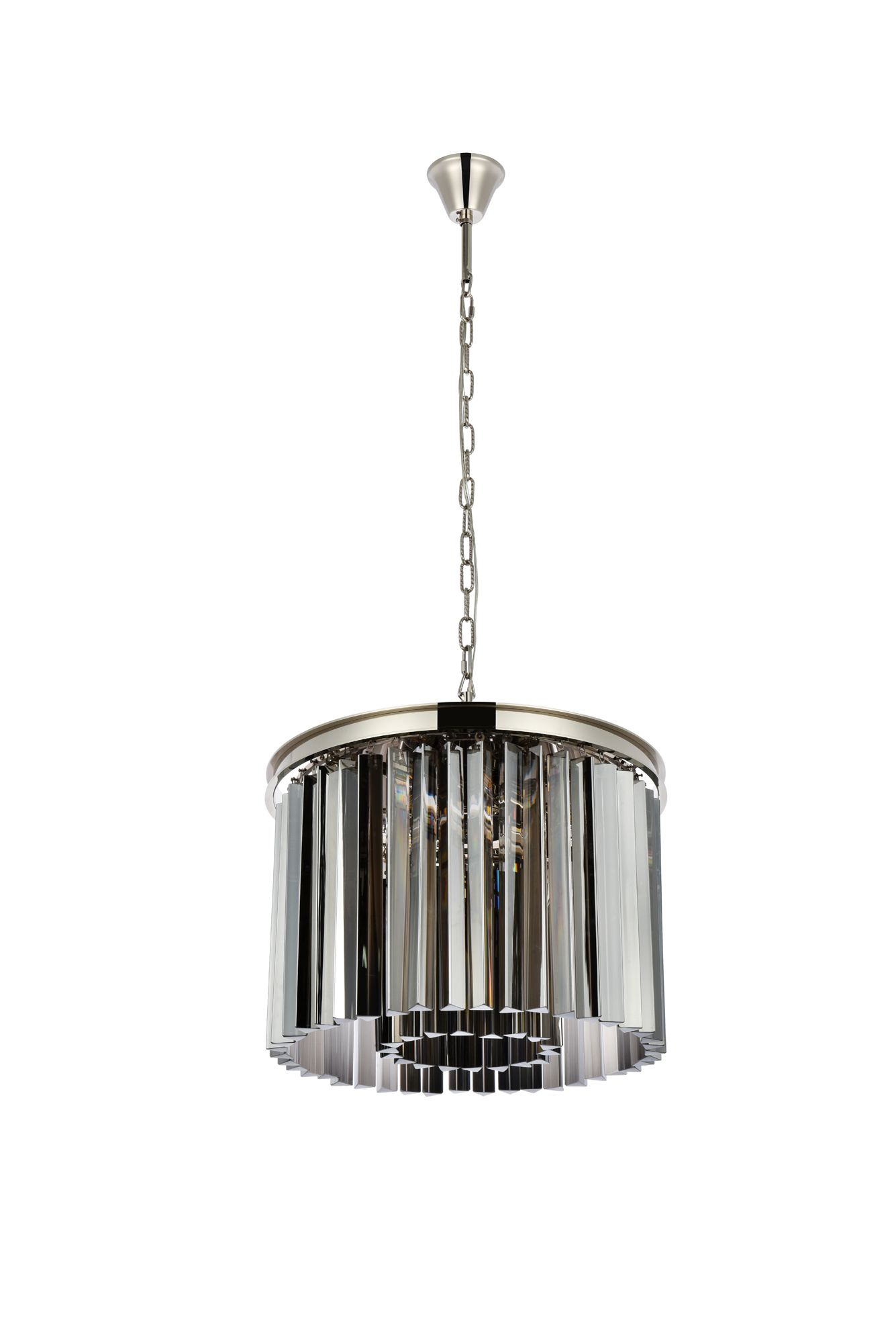 Sydney 6 Lt Polished Nickel Pendant Silver Shade (Grey)