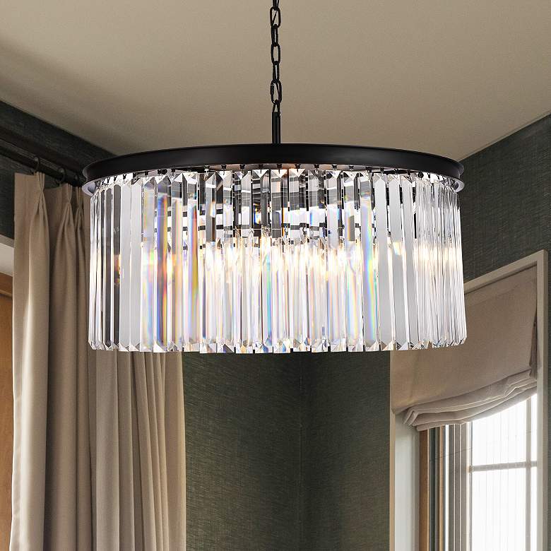 Image 1 Sydney 8 Lt Matte Black Chandelier Clear