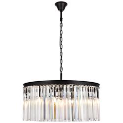 Sydney 8 Lt Matte Black Chandelier Clear
