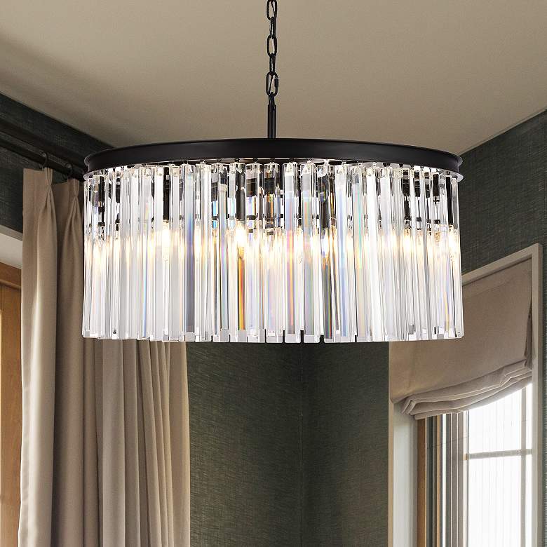Image 1 Sydney 8 Lt Matte Black Chandelier Clear
