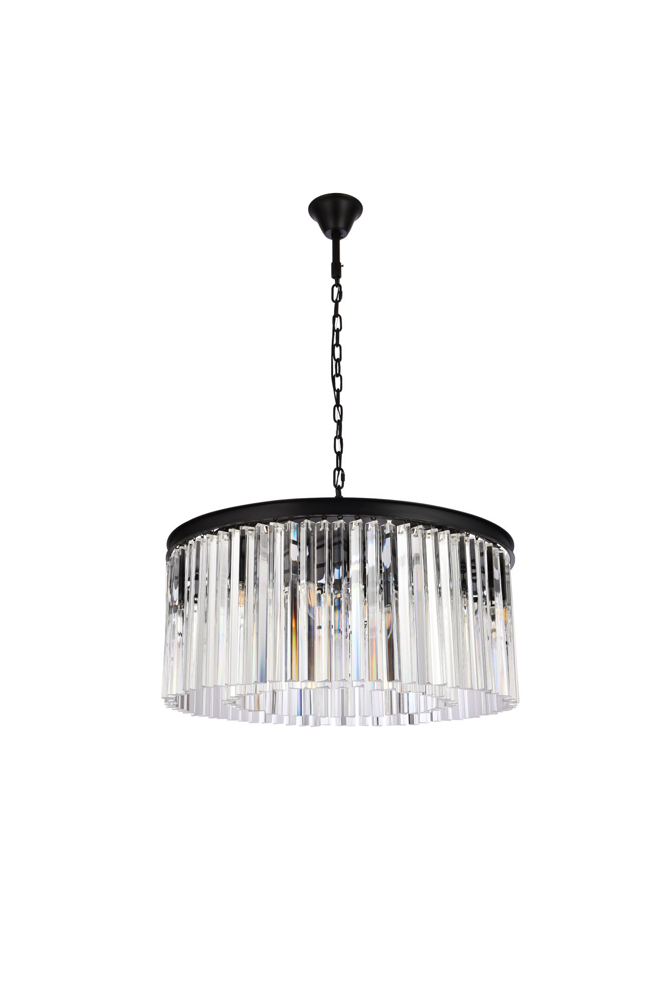 Sydney 8 Lt Matte Black Chandelier Clear