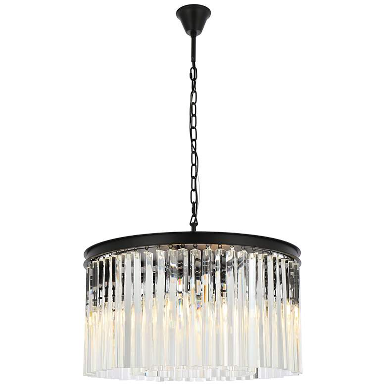 Image 1 Sydney 8 Lt Matte Black Chandelier Clear