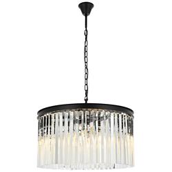 Sydney 8 Lt Matte Black Chandelier Clear