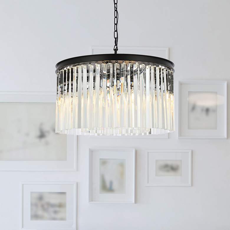 Image 1 Sydney 8 Lt Matte Black Chandelier Clear