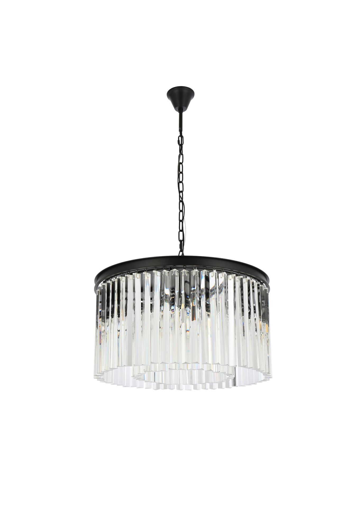 Sydney 8 Lt Matte Black Chandelier Clear