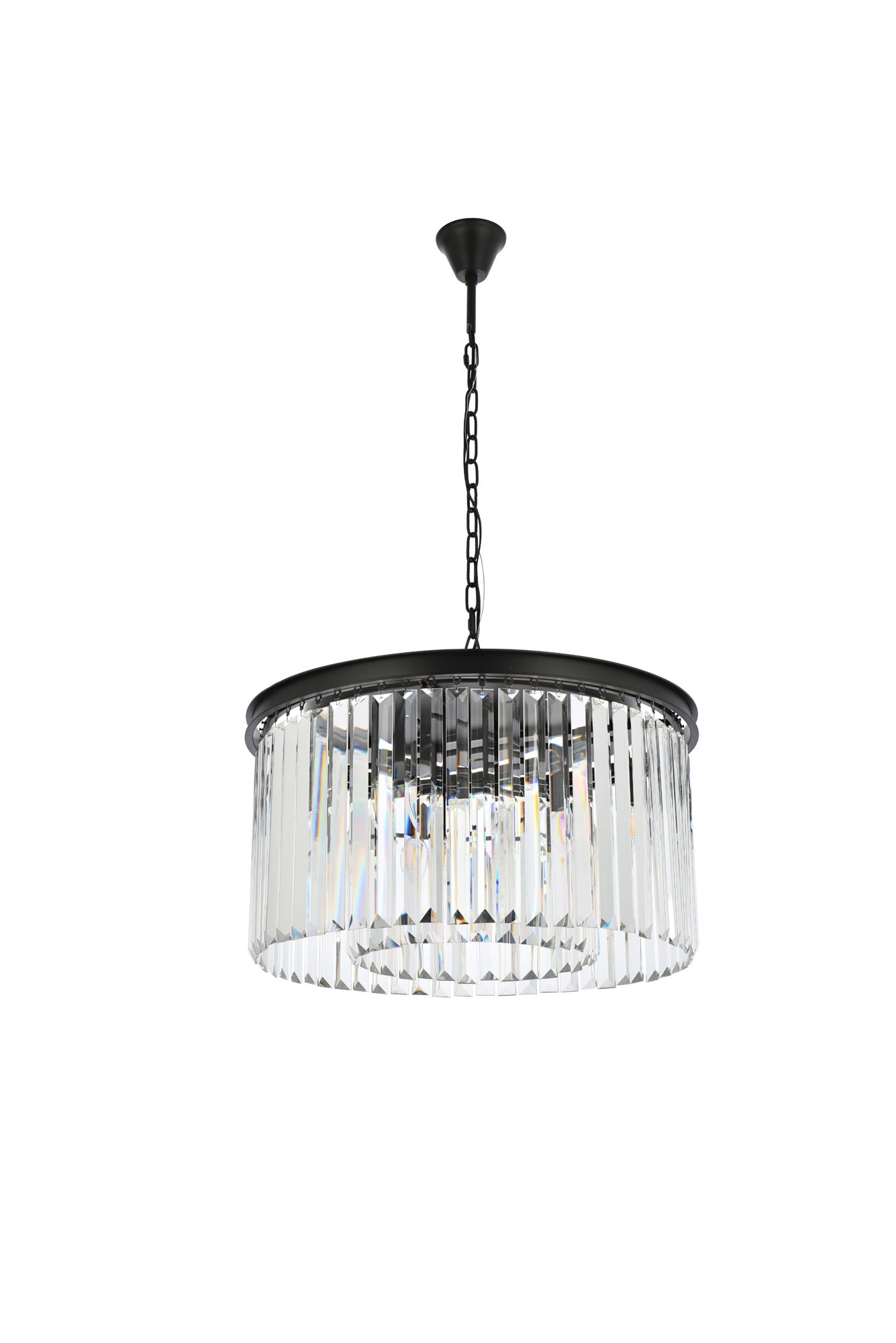 Sydney 8 Lt Matte Black Chandelier Clear