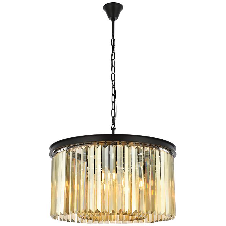Image 2 Sydney 8 Lt Matte Black Chandelier Golden Teak