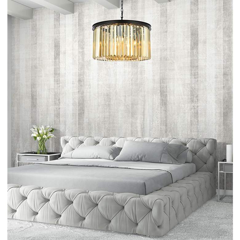 Image 3 Sydney 8 Lt Matte Black Chandelier Golden Teak more views