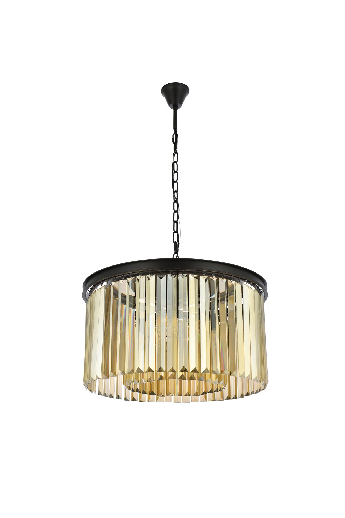 Sydney 8 Lt Matte Black Chandelier Golden Teak