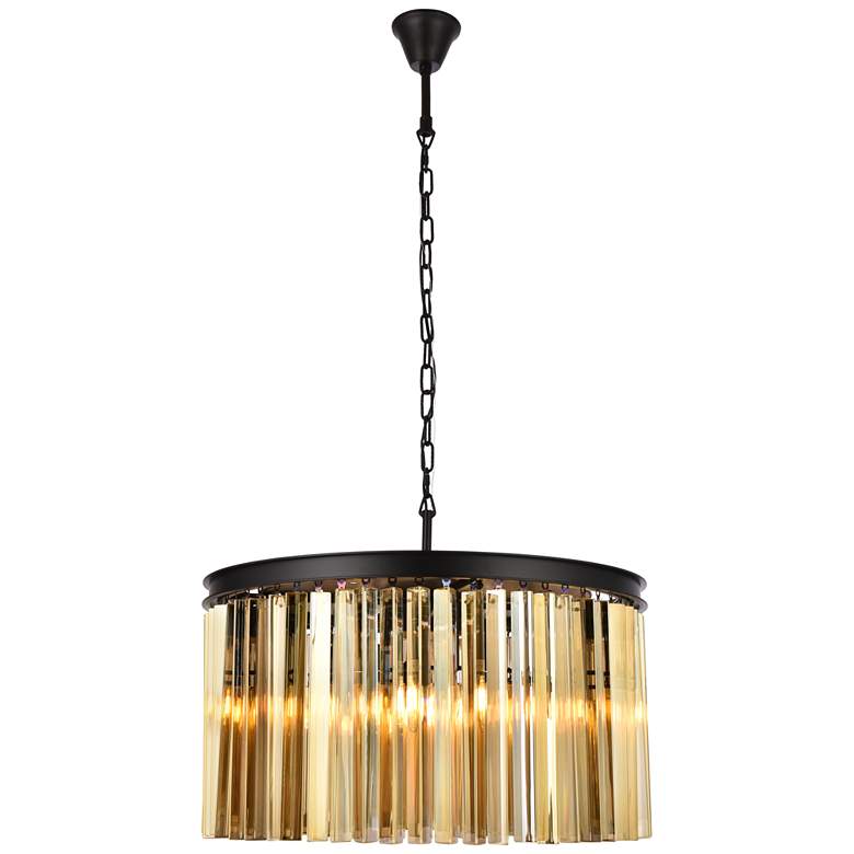 Image 1 Sydney 8 Lt Matte Black Chandelier Golden Teak