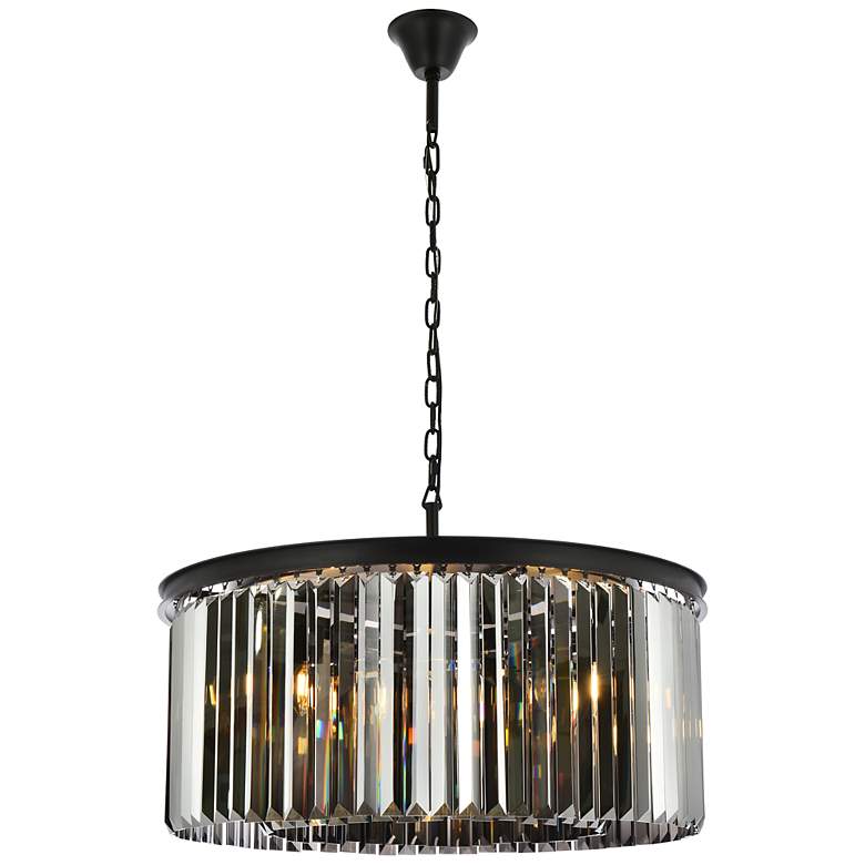 Image 2 Sydney 8 Lt Matte Black Chandelier Silver Shade (Grey)