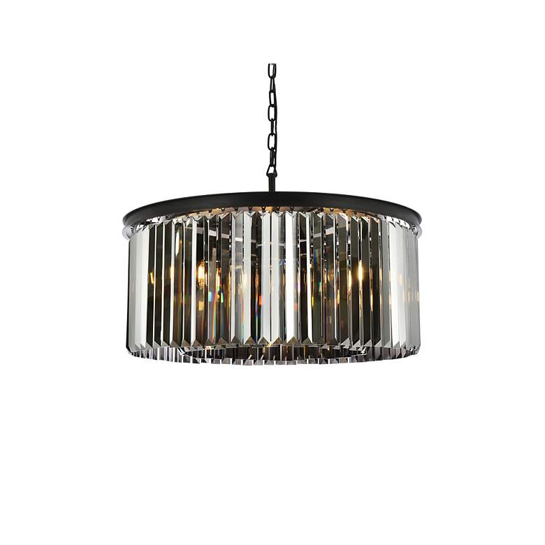 Image 4 Sydney 8 Lt Matte Black Chandelier Silver Shade (Grey) more views