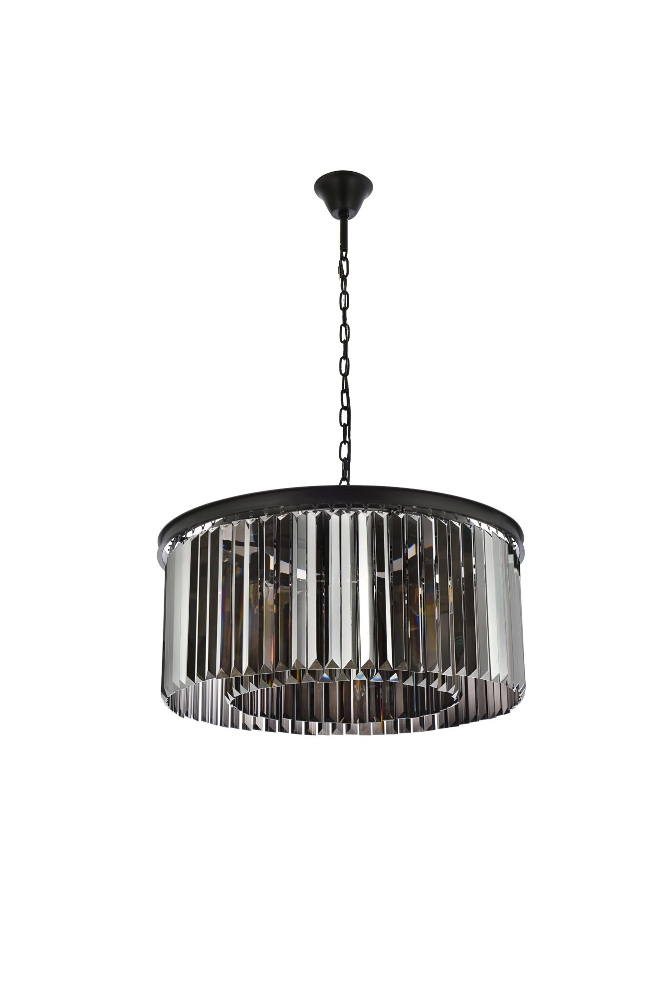 Sydney 8 Lt Matte Black Chandelier Silver Shade (Grey)