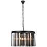 2_Sydney 8 Lt Matte Black Chandelier Silver Shade (Grey)