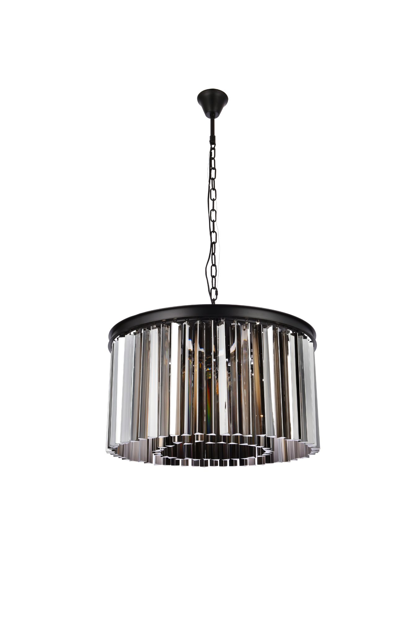 Sydney 8 Lt Matte Black Chandelier Silver Shade (Grey)