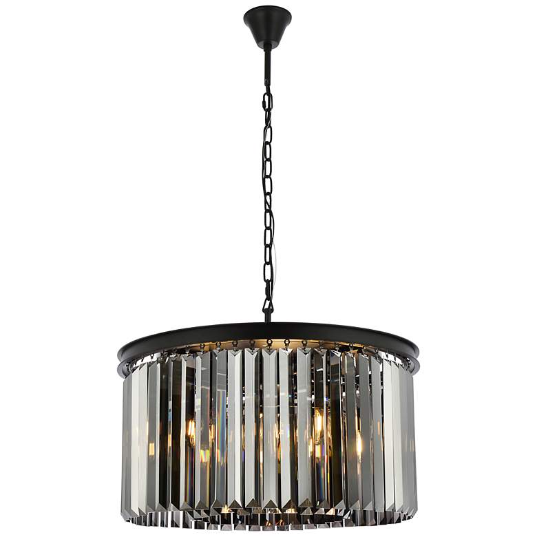 Image 2 Sydney 8 Lt Matte Black Chandelier Silver Shade (Grey)