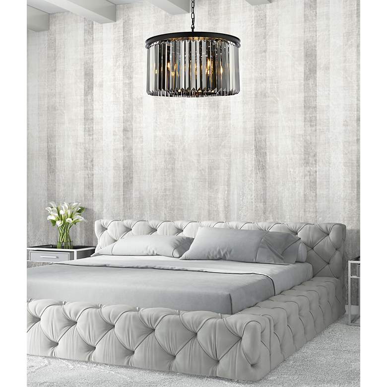 Image 3 Sydney 8 Lt Matte Black Chandelier Silver Shade (Grey) more views