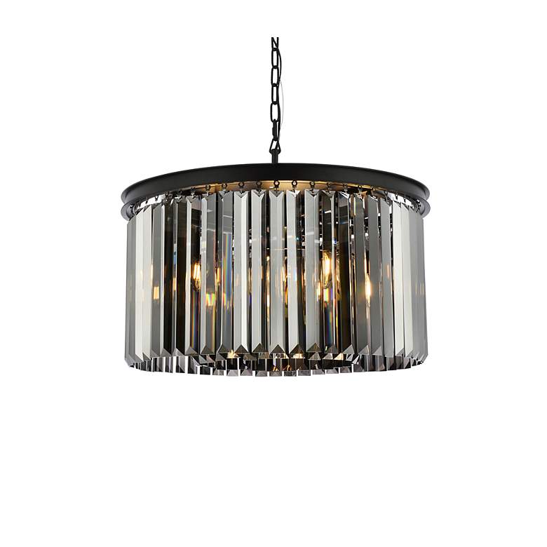 Image 4 Sydney 8 Lt Matte Black Chandelier Silver Shade (Grey) more views