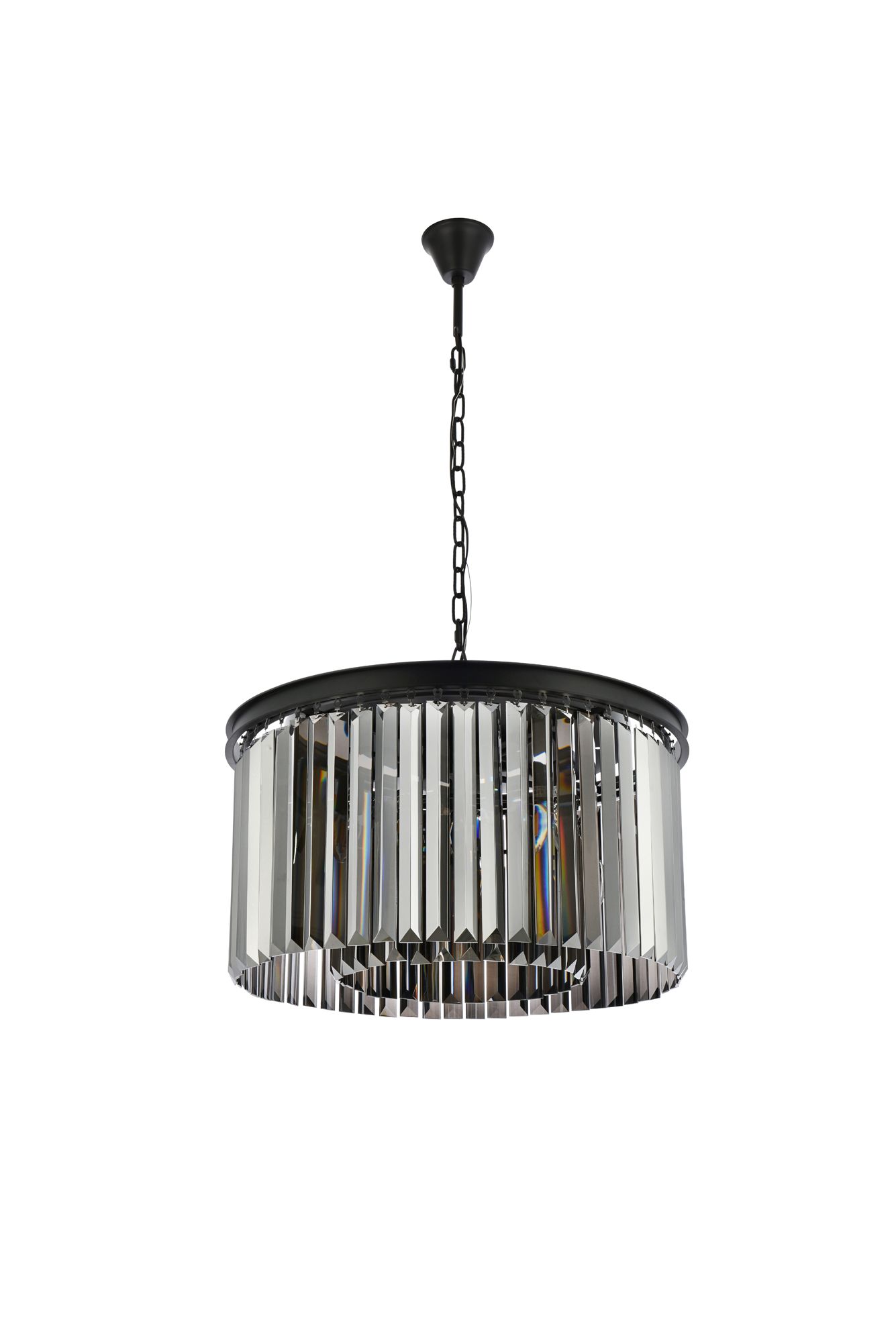 Sydney 8 Lt Matte Black Chandelier Silver Shade (Grey)