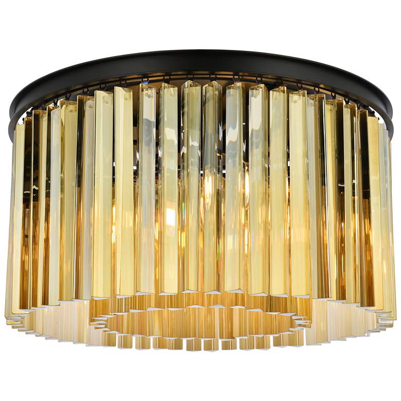 Image 1 Sydney 8 Lt Matte Black Flush Mount Golden Teak