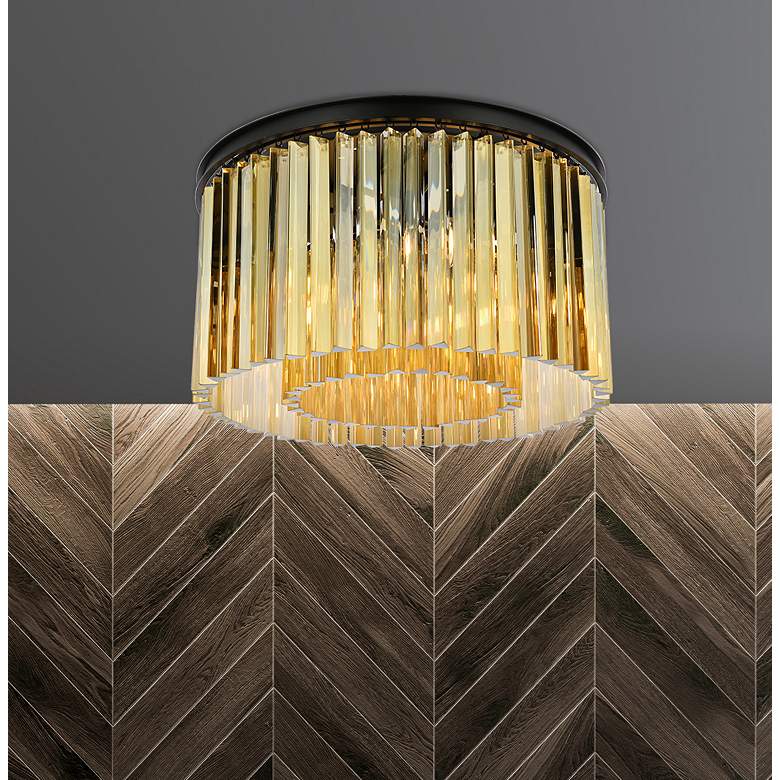 Image 1 Sydney 8 Lt Matte Black Flush Mount Golden Teak