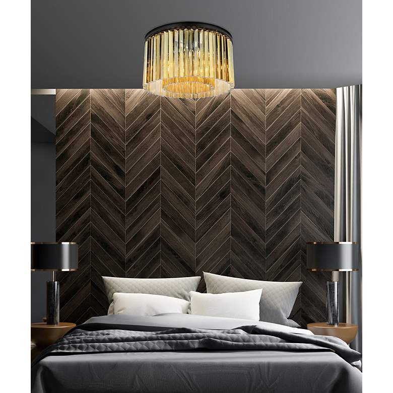 Image 3 Sydney 8 Lt Matte Black Flush Mount Golden Teak more views