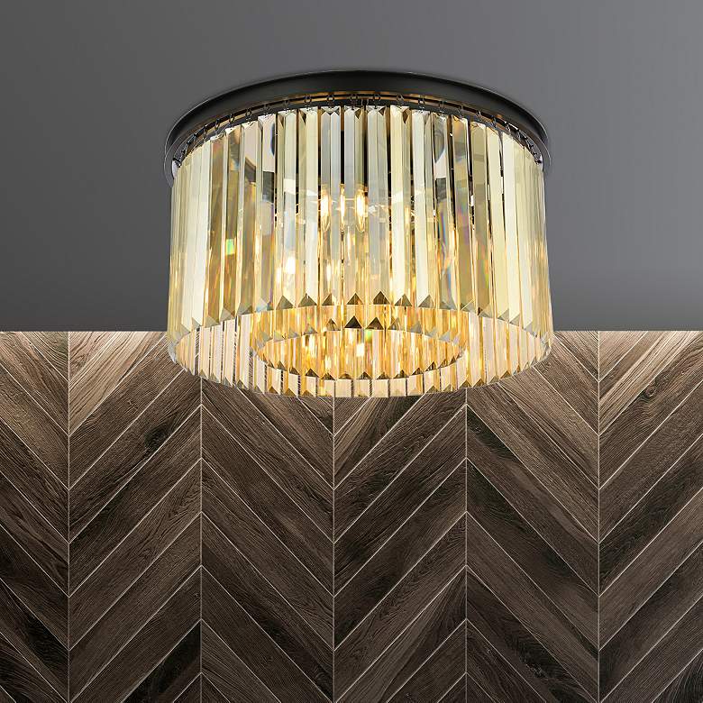 Image 1 Sydney 8 Lt Matte Black Flush Mount Golden Teak