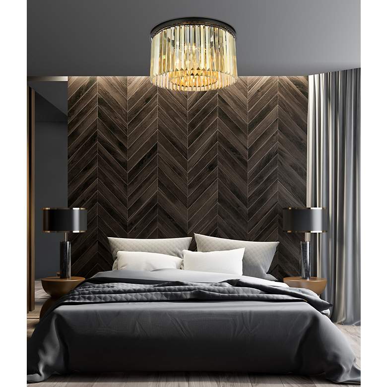 Image 3 Sydney 8 Lt Matte Black Flush Mount Golden Teak more views