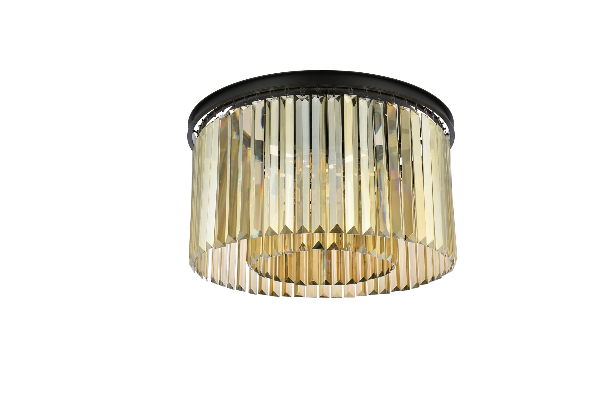 Sydney 8 Lt Matte Black Flush Mount Golden Teak