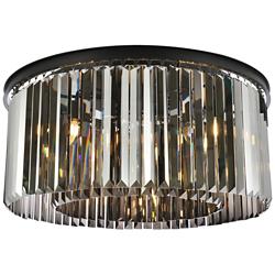 Sydney 8 Lt Matte Black Flush Mount Silver Shade (Grey)