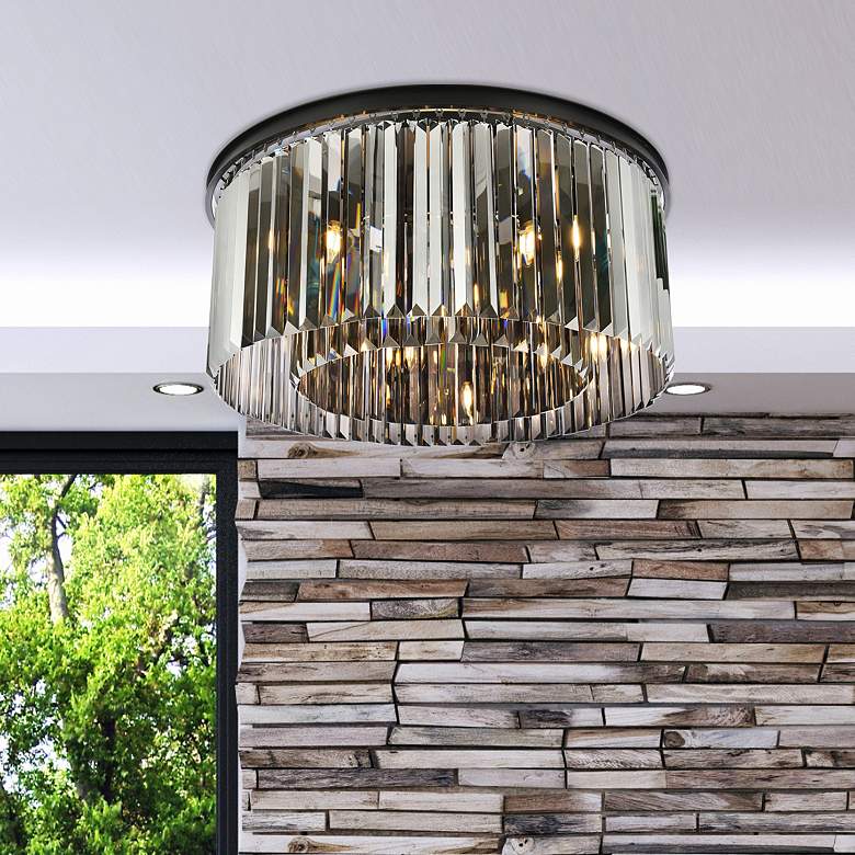 Image 1 Sydney 8 Lt Matte Black Flush Mount Silver Shade (Grey)