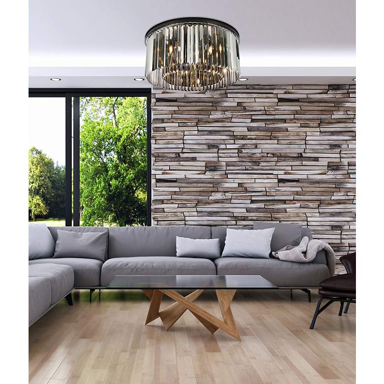 Image 3 Sydney 8 Lt Matte Black Flush Mount Silver Shade (Grey) more views