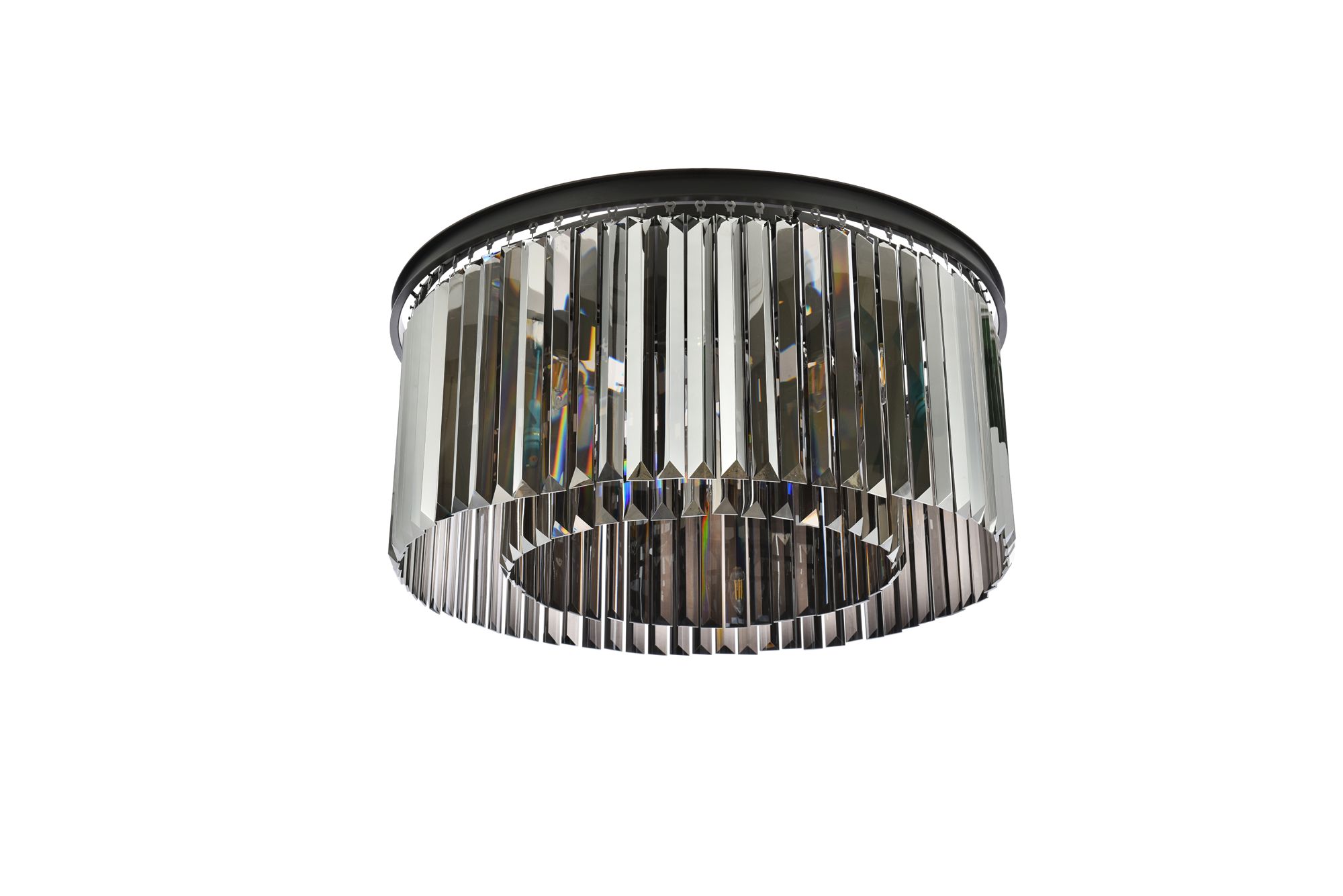 Sydney 8 Lt Matte Black Flush Mount Silver Shade (Grey)