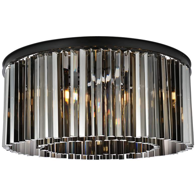 Image 2 Sydney 8 Lt Matte Black Flush Mount Silver Shade (Grey)