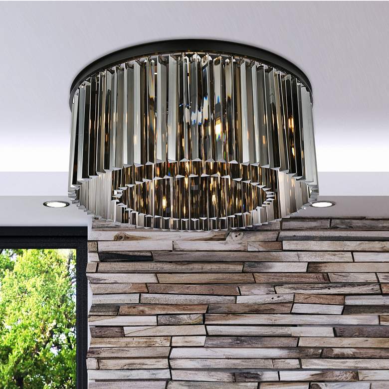 Image 1 Sydney 8 Lt Matte Black Flush Mount Silver Shade (Grey)