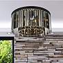1_Sydney 8 Lt Matte Black Flush Mount Silver Shade (Grey)