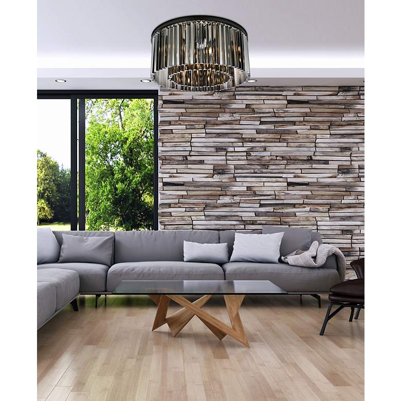 Image 7 Sydney 8 Lt Matte Black Flush Mount Silver Shade (Grey) more views