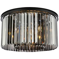 Sydney 8 Lt Matte Black Flush Mount Silver Shade (Grey)