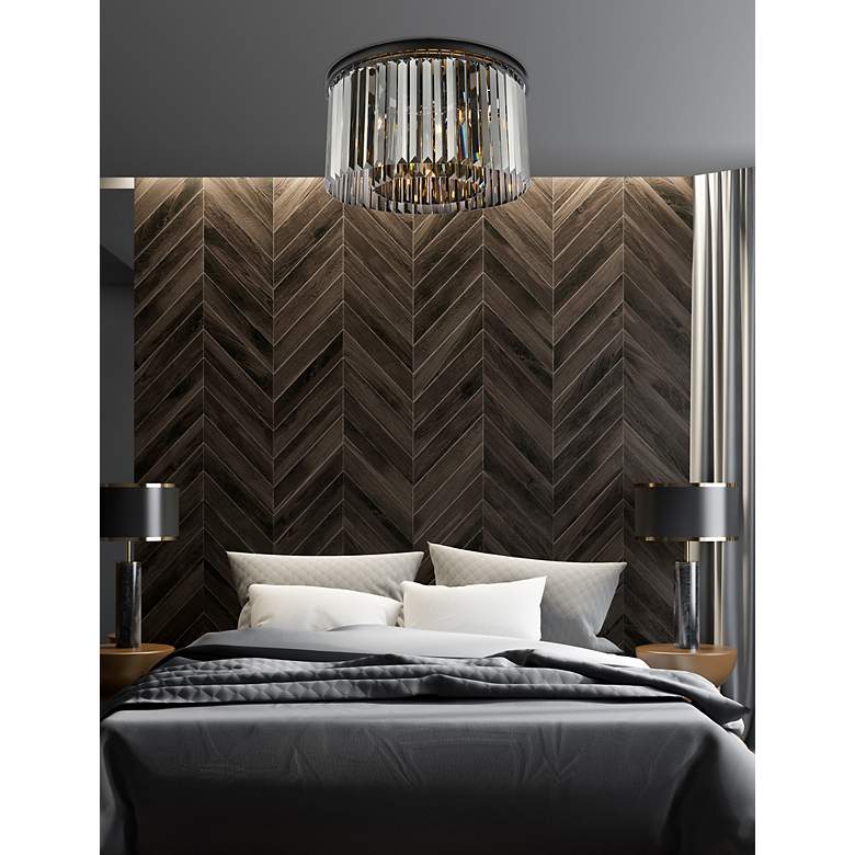 Image 3 Sydney 8 Lt Matte Black Flush Mount Silver Shade (Grey) more views