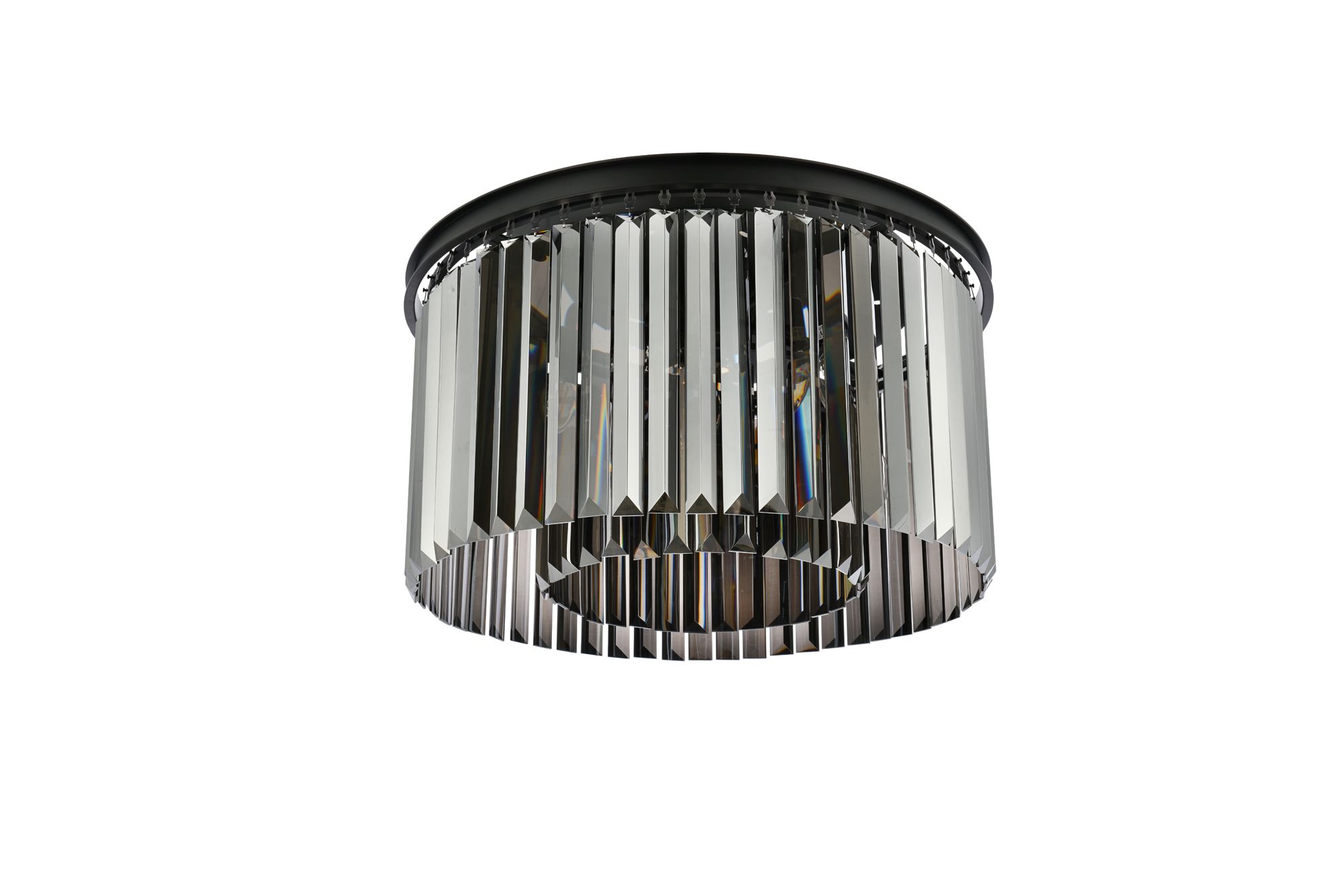 Sydney 8 Lt Matte Black Flush Mount Silver Shade (Grey)