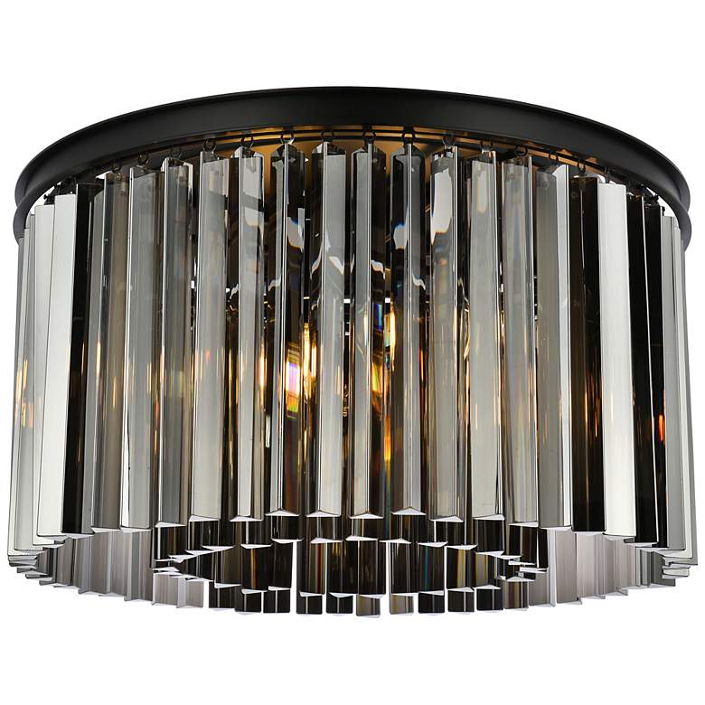 Image 2 Sydney 8 Lt Matte Black Flush Mount Silver Shade (Grey)