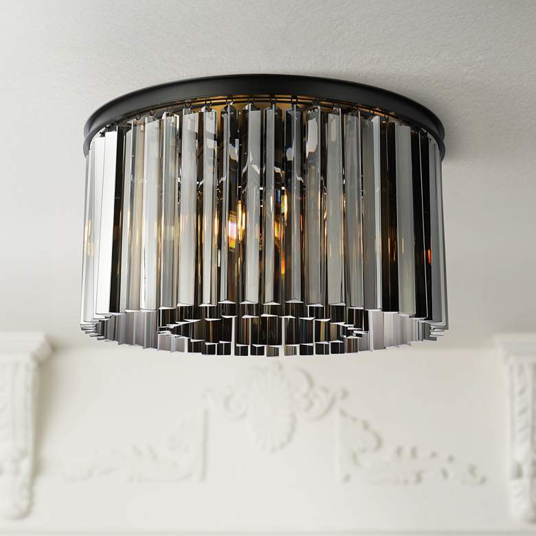 Image 1 Sydney 8 Lt Matte Black Flush Mount Silver Shade (Grey)