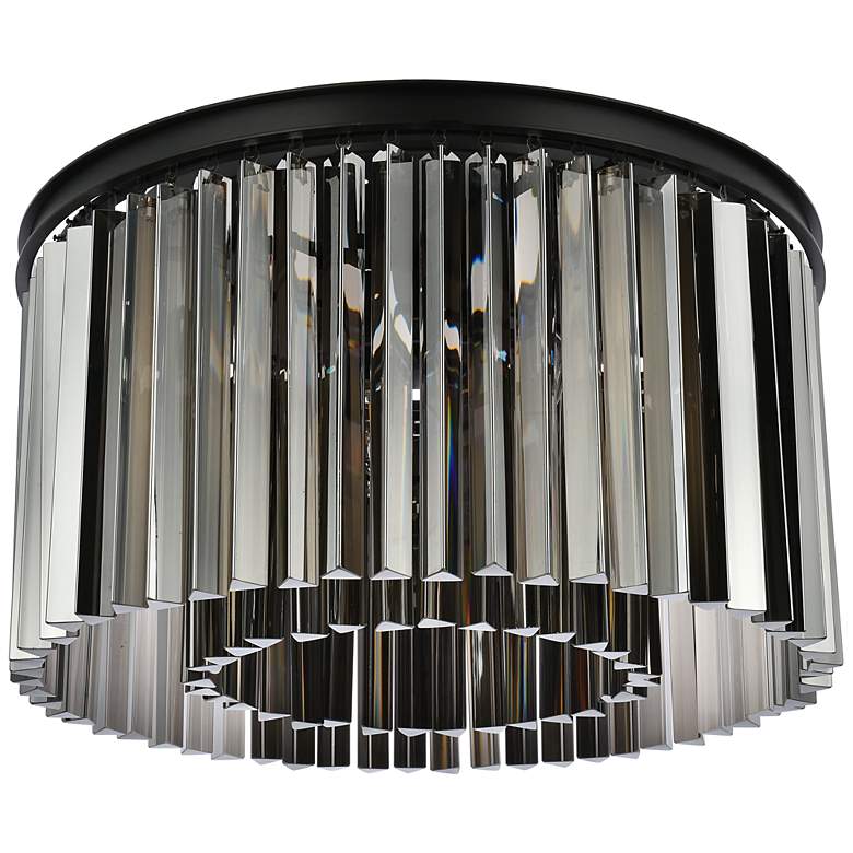 Image 7 Sydney 8 Lt Matte Black Flush Mount Silver Shade (Grey) more views