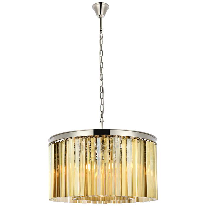 Image 2 Sydney 8 Lt Polished Nickel Chandelier Golden Teak